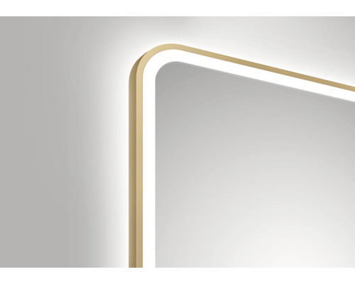 Detailaufnahme eines Spiegels mit Beleuchtung