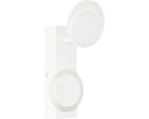 Weisse LED-Wandleuchte mit zwei runden Leuchtenköpfen