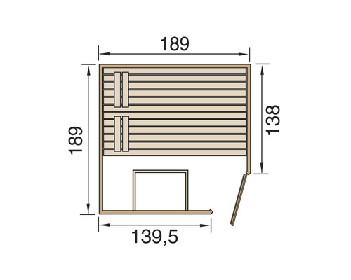 Plan d''une sauna avec dimensions