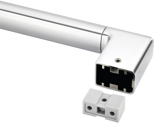 Raccord d''angle pour tringle de douche en métal chromé avec élément de montage