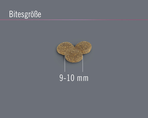 Futterstückchen mit einer Grösse von 9 bis 10 mm