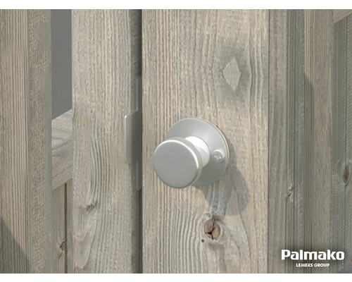 Porte avec bouton de porte et serrure argentés