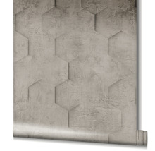 Rouleau de papier peint avec motif hexagonal aspect béton