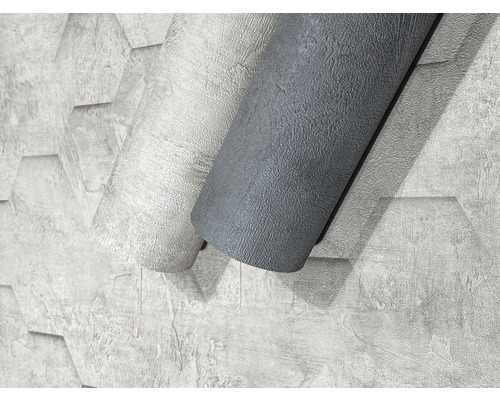 Rouleaux de papiers peints structurés gris et blancs