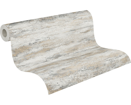 Rouleau de papier peint avec motif abstrait en gris et beige