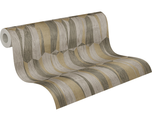 Rouleau de papier peint avec motif géométrique imitation bois