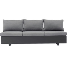 Graues Outdoor Sofa mit drei Sitzen und Kissen