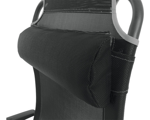 Gros plan sur un fauteuil relax noir avec appui-tête