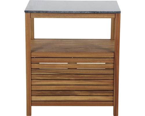 Armoire de jardin en bois avec plateau en pierre