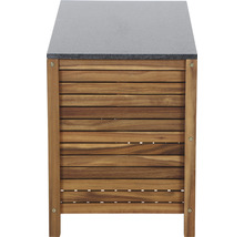 Table de jardin avec structure en bois et plateau en pierre