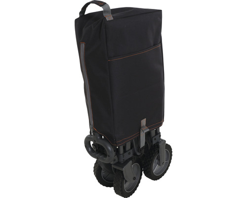 Zusammengefalteter Bollerwagen mit Tasche