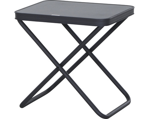 Table d''appoint carrée avec plateau en verre et structure pliante