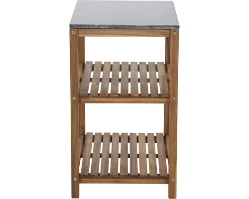 Table de plantation avec deux étagères et plan de travail en pierre