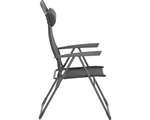 Chaise de jardin avec accoudoirs, appuie-tête réglable et cadre en acier