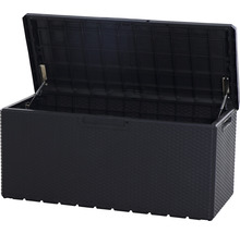 Boîte de rangement ouverte en plastique avec aspect rotin