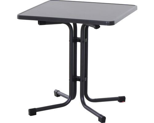 Table pliante avec plateau carré et structure métallique