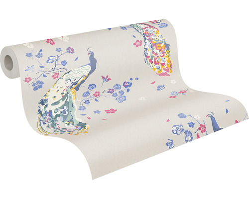 Tapetenrolle mit Pfauen und floralen Motiven