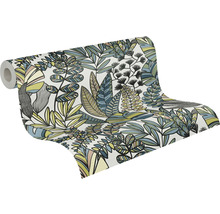Vliestapete 39095-1 Antigua Blätter Retro weiss-blau