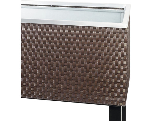 Jardinière avec motif en rotin et bordure métallique