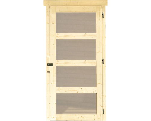 Porte en bois avec quatre fenêtres pour abri de jardin