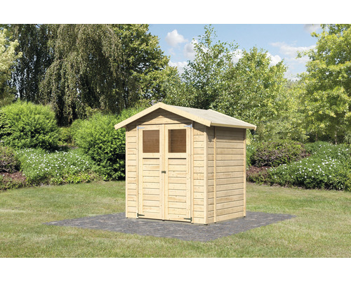 Abri de jardin en bois avec double porte dans le jardin