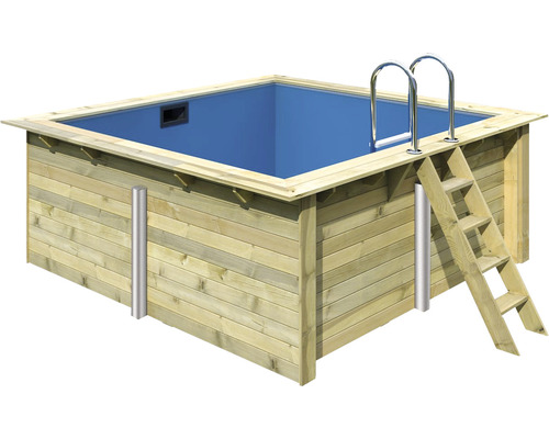 Aufstellpool Holzpool Karibu rechteck 3090 x 2765 x 1240 mm 8,8 ml holz inkl. Leiter