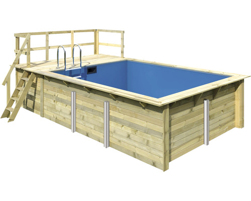 Piscine hors sol piscine en bois Karibu rectangulaire 3090 x 3960 x 1240 mm 12,7 ml bois avec échelle