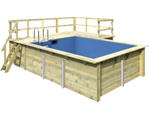 Piscine hors sol piscine en bois Karibu rectangulaire 3090 x 3960 x 1240 mm 12,7 ml bois avec échelle