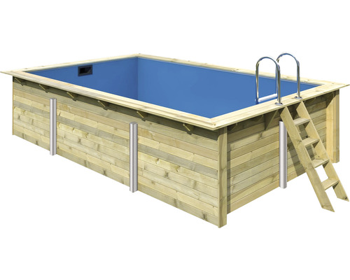 Aufstellpool Holzpool Karibu rechteck 3090 x 4860 x 1240 mm 15,5 ml holz inkl. Leiter