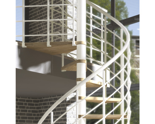 Escalier en colimaçon en métal et bois