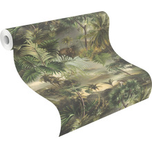 Rouleau de papier peint avec des motifs de jungle et des plantes tropicales