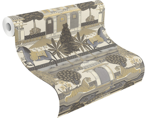 Tapetenrolle mit Pferde-, Tiger- und Pfauenmuster