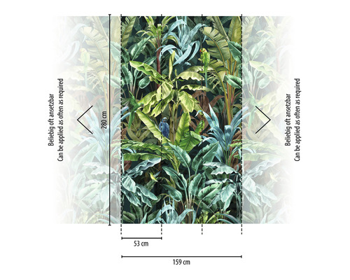 Papier peint photo avec motif jungle, dimensions 159 cm de large et 280 cm de haut