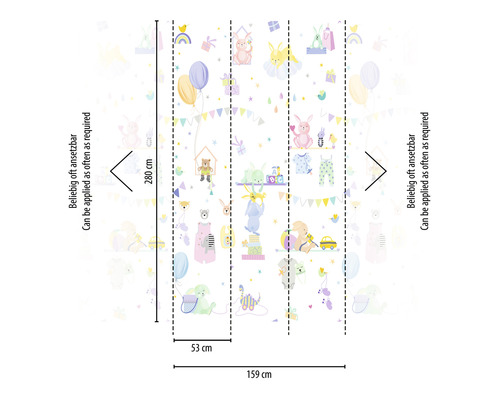 Papier peint photo avec motifs d''animaux et dimensions