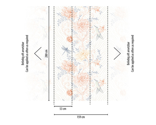 Dimensions du papier peint à motif floral