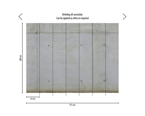 Betonwand mit Maßangaben