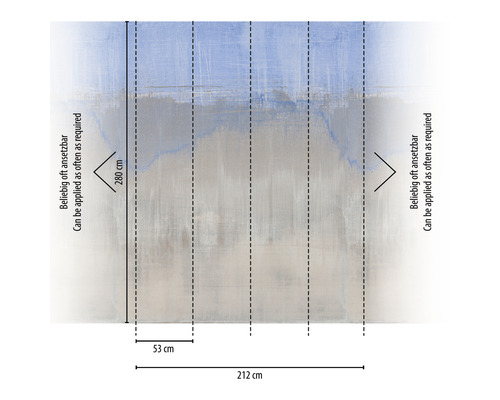 Motif de papier peint avec les dimensions 212 x 280 centimètres