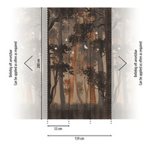Papier peint photo avec motif de forêt et indications de taille