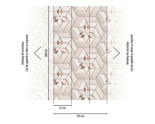 Papier peint avec motif géométrique et indications de dimensions