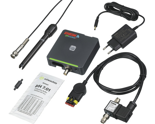 Kit Eheim pH-Control avec électrode pH, unité de commande, bloc d''alimentation, électrovanne et solution de calibration