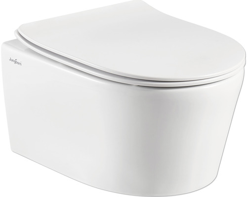 Wand-WC Set Jungborn ONE Tiefspüler ohne Spülrand verkürzt weiss glänzend mit WC-Sitz