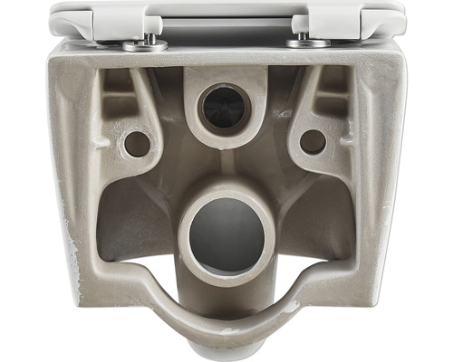 Unterseite eines Wand-WCs mit Toilettensitz