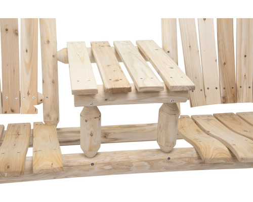 Vue détaillée d''un banc de jardin en bois avec table