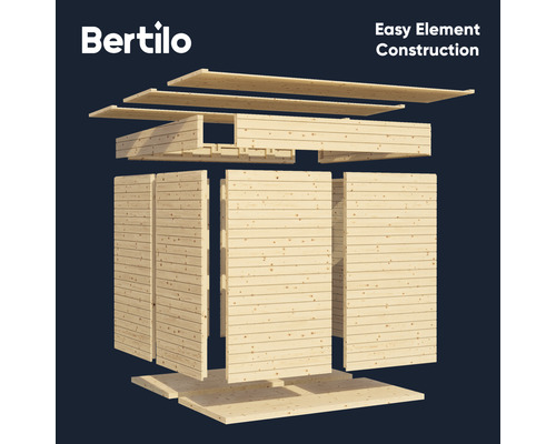 Schéma éclaté d''une maison de jardin avec construction simple en éléments
