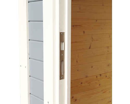 Vue détaillée d''une porte coulissante avec poignée cuvette en métal