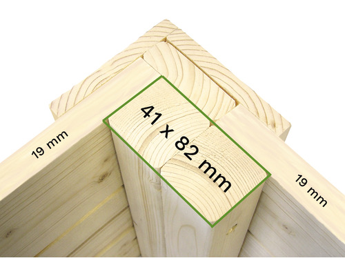 Vue détaillée d''un cadre en bois mesurant 41 x 82 millimètres et 19 millimètres