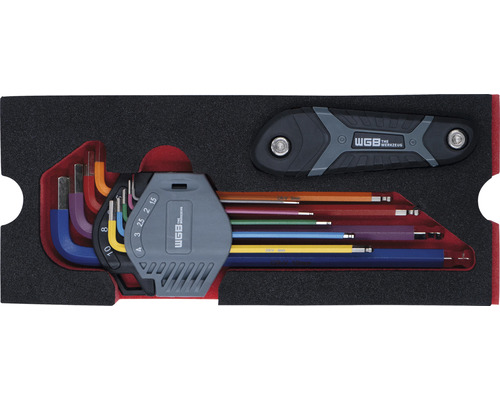 Jeu de clés mâles coudées WGB dans une mallette