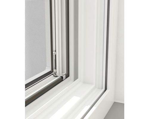 Detailansicht eines Fensters mit Insektenschutzgitter