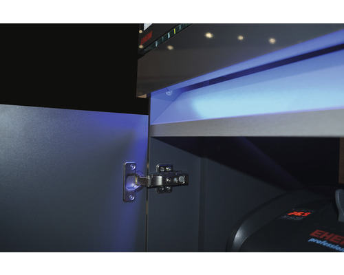 Meuble aquarium avec porte ouverte et éclairage