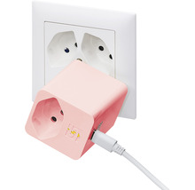 USB Ladeadapter Zwischenstecker T12/T13 drehbar rosa-thumb-1